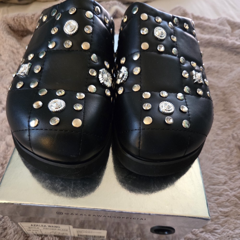 Azalea Wang Black Studded Women's Mules